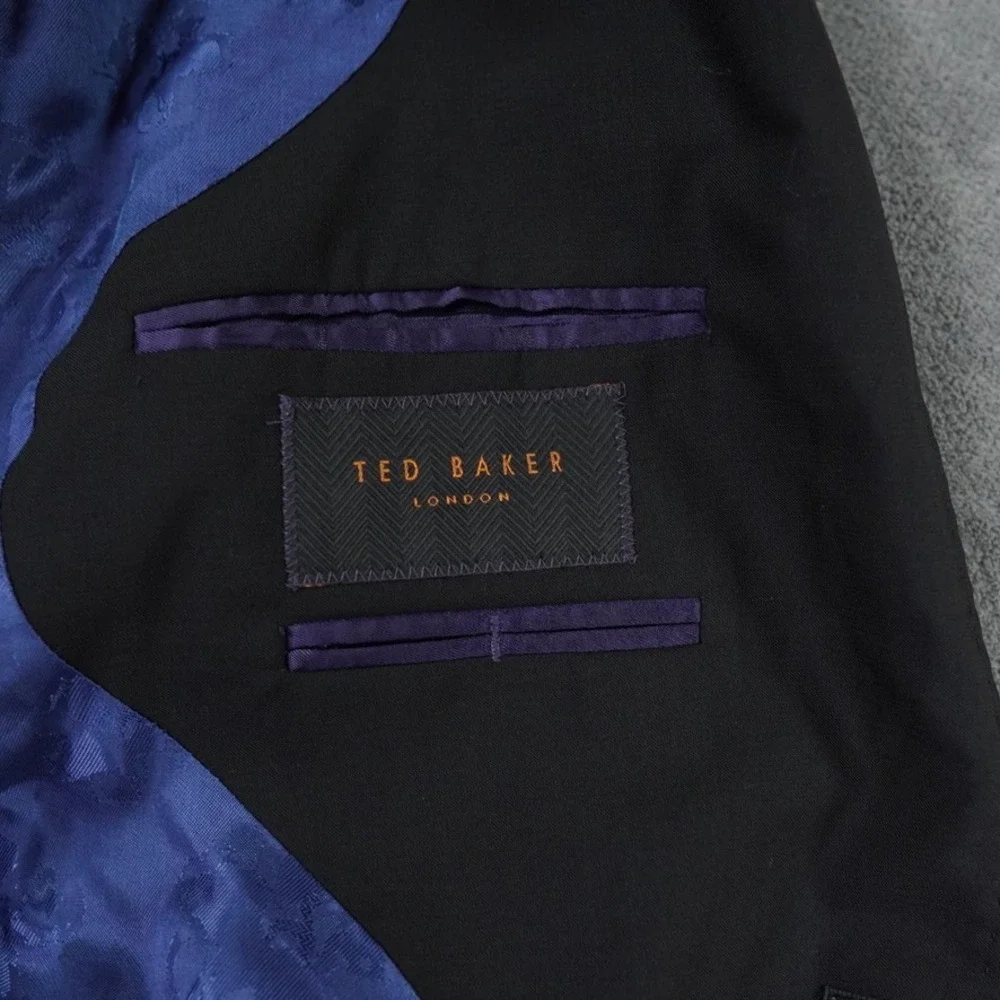 Ted Baker Blazer Mens 42R Black Regular Jay CT Wool Sport Coat Made Fabric Italy